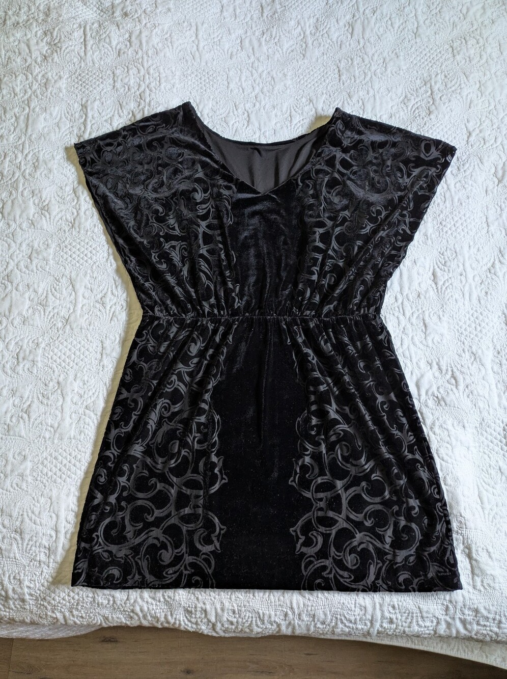 White House Black Market Black Velvet Burnout Mini Dress